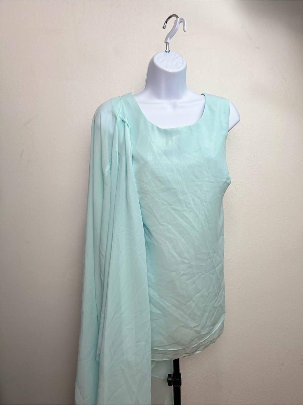 Sheer Mint Layered Chiffon Top - Picture 3 of 5